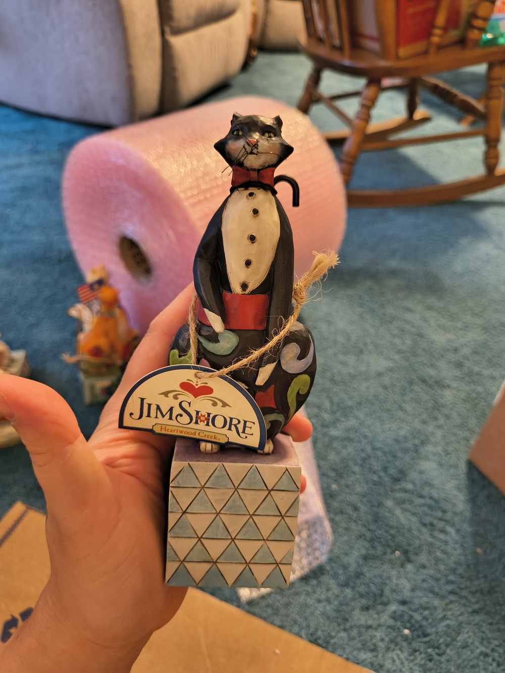 Jim Shore Black, white, red Decorative Cat Figurine